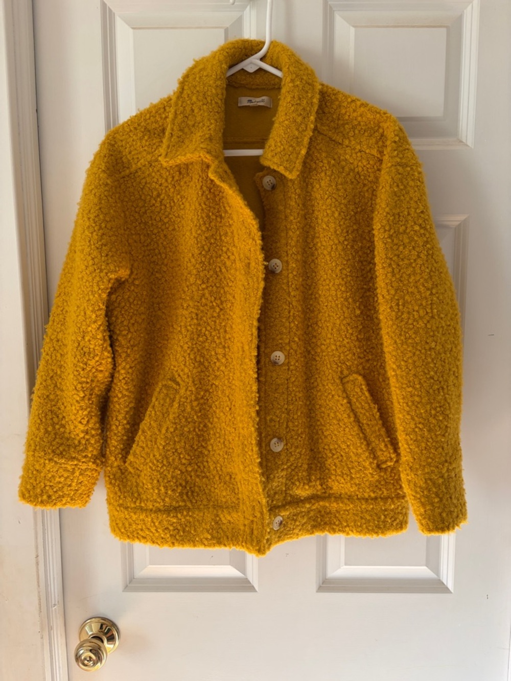 Madewell Mustard Yellow Sherpa Button-Front Jacket